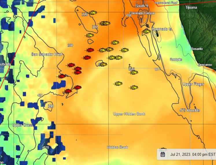 Fishdope sea surface temperature offshore fishing map